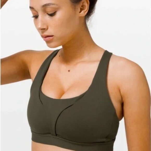 Lululemon Dark Olive Sports Bra - Picture 1 of 9
